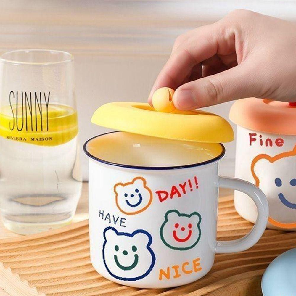 Non-toxic Water Cup Lid Round Universal Coffee Mug Sealed Cap Silicone Cup Cover  Coffee Cup