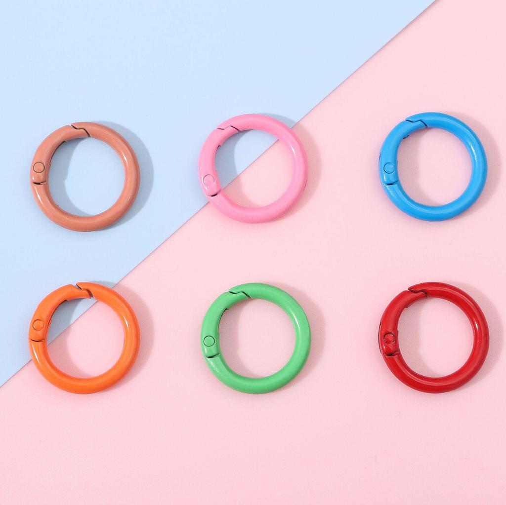 25mm Japanese & Korean Colored Alloy Keychain: Round Spray Paint Metal Ring for DIY Jewelry & Phone Accessories