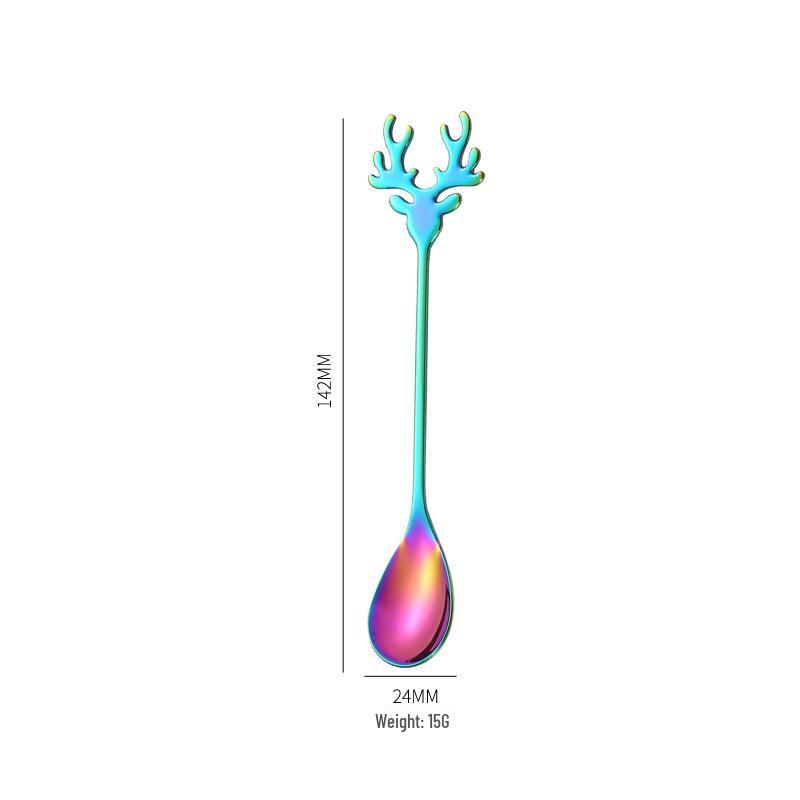 304 Stainless Steel Elk Cartoon Coffee Stirring Spoon - Bird's Nest Design Souvenir Gift