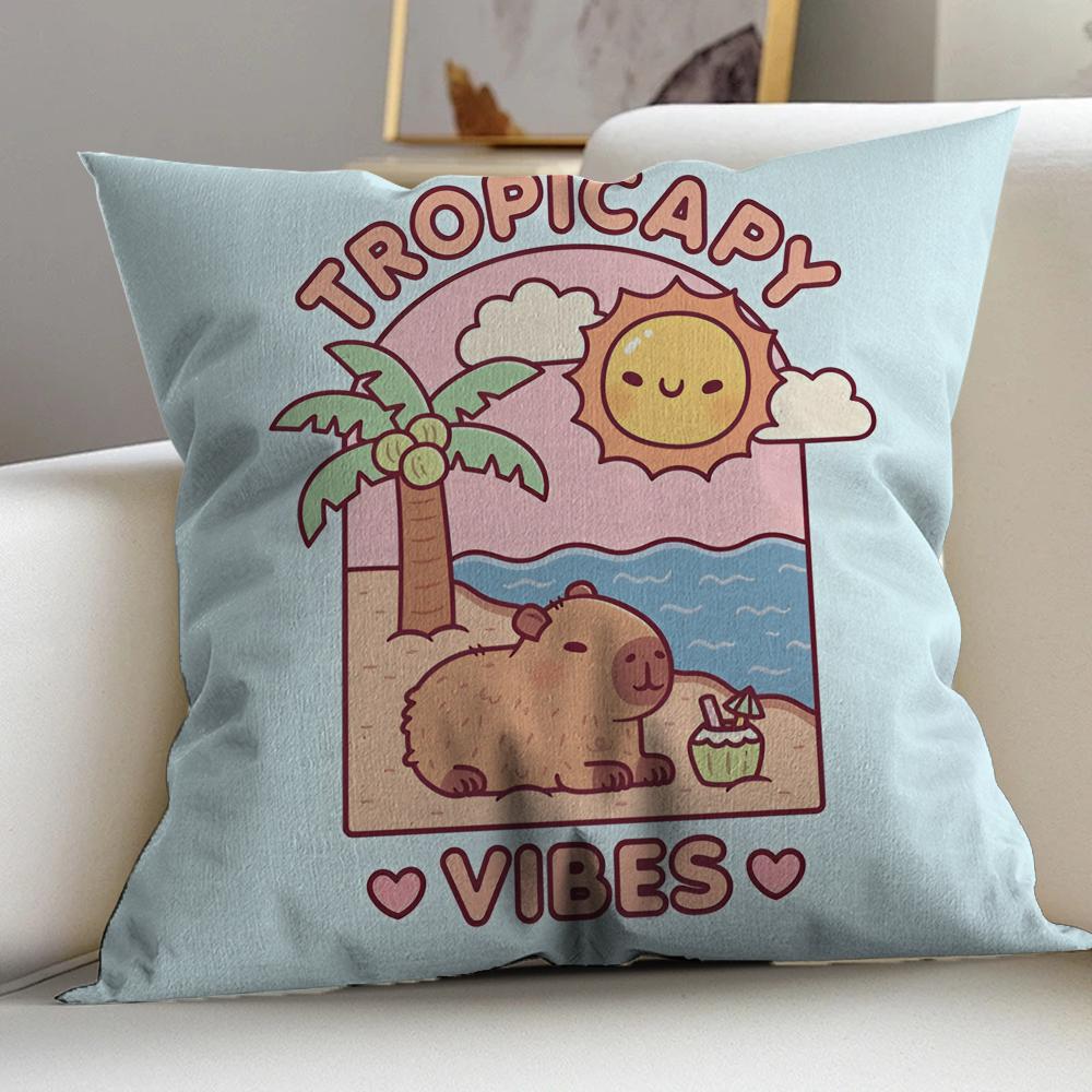 Cute Cartoon Capybara Cushion Cover Pillowcase Upholstery Sofa Throw Pillow Home Decor Pillowcas