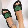 Fashion Heart Sequins Wedge Slippers for Women 2025 Summer Comfortable Non Slip Beach Shoes Woman Plus Size Lightweight Platform Sandals