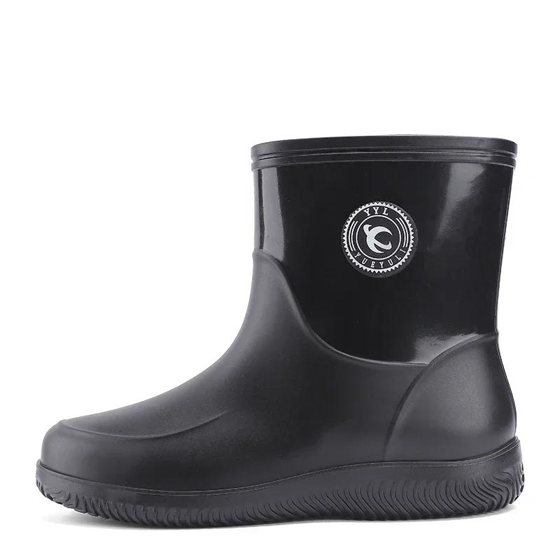 

Мужские непромокаемые сапоги для кухни, короткие непромокаемые сапоги для рыбалки на резиновой подошве, непромокаемые, нескользящие, повседневные резиновые туфли 42