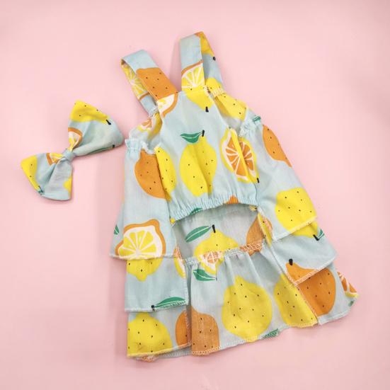 1 sada Pet Dress Měkký Pohodlný vrstvený design Bez rukávů Citronový potisk Denní nošení