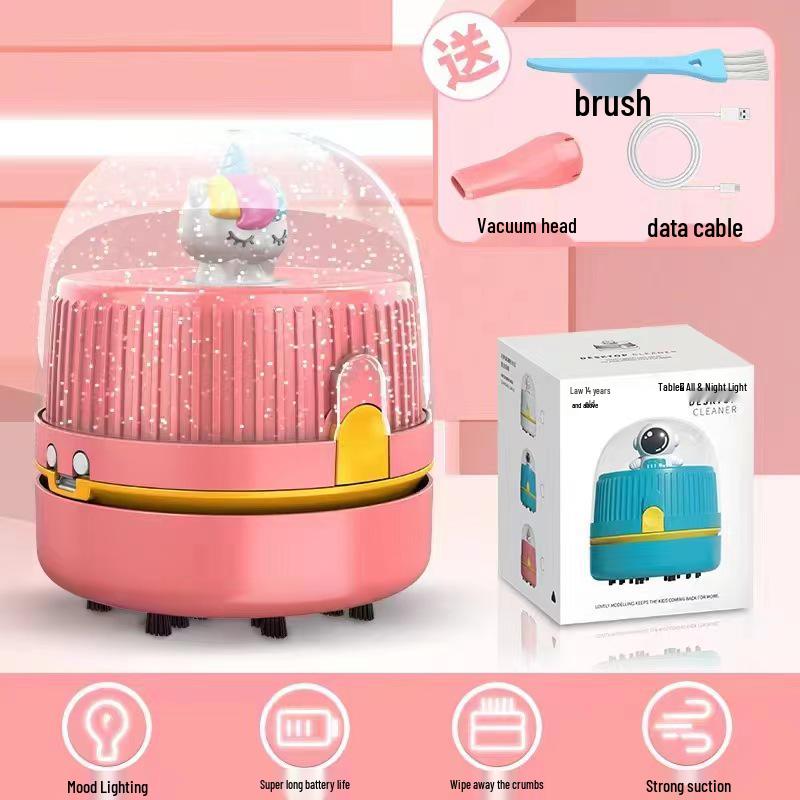 Rechargeable Mini Desktop Vacuum & Night Light for Multi-functional Cleaning