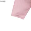 ZANZEA Women Casual V-Neck 3/4 Sleeve Loose Dress