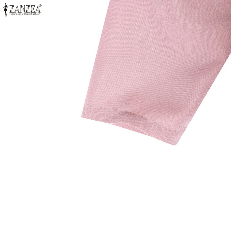 ZANZEA Women Casual V-Neck 3/4 Sleeve Loose Dress