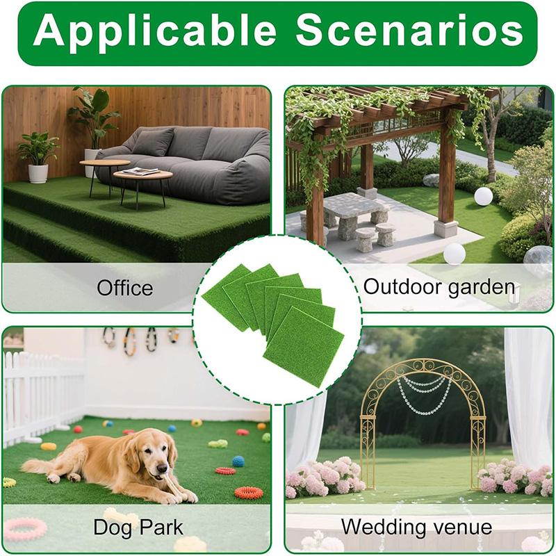 4/6Pcs Fake Grass Sheets 15x15cm Fake Grass Mat Set Miniature Artificial Model Grass Miniature Garden and Dollhouse Decoration