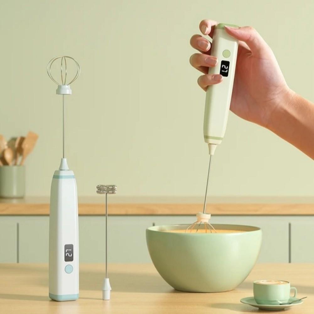 Digital Display Electric Milk Frother Wireless Milk Foam Maker Manual Cream Blender  Baking