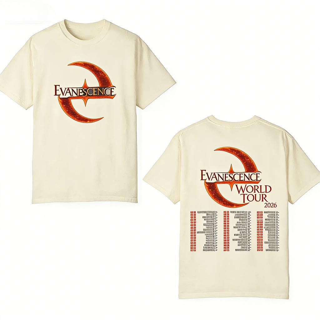 Evanescence Tour 2026 Concerto Maglietta in Puro Cotone Comoda Traspirante Alta Qualità Estiva Nuova Abbigliamento Unisex Donna T Shirt