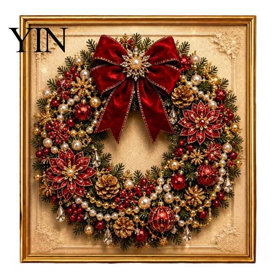 Unique DIY Christmas Decor Faux Pearl Art Kit, Winter Scene Painting Artistic Bead Kits 3D Sparkling Animal Wall Craft Kit for Adults, Holiday