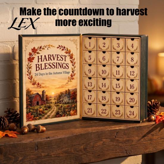 Farmhouse Style Decorations Harvest Blessings Advent Calendar, 24 Days Countdown to Thanksgiving Calendar Gift Box, Seasonal Party Favors Pcs