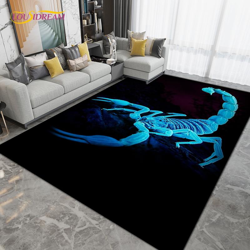 Skorpion Skorpion Bereichsteppich Groß, Teppich für Wohnzimmer Schlafzimmer Sofa Dekoration, Küche Badezimmer Fußmatte Rutschfeste Bodenmatte