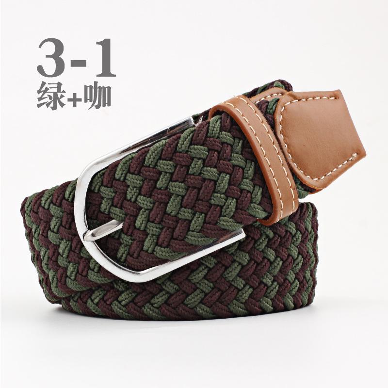 Women Casual Knitted Pin Buckle Without Holes Men Belt Woven Canvas Elastic Expandable Braided Stretch Belts for Female Jeans