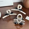 New Creative Design Geometric Black And White Color Bowknot Hollow Hair Clip Retro Acetate High Ponytail Shark Clip