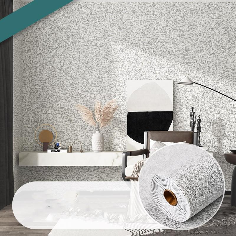 10 Meters / Roll 3D Self-adhesive Thicken Waterproof Wallpaper Linen Textured Pure Color Home Decorative Refurbished Sticker