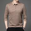 Mens Long Sleeve Jacquard Polo Shirt Business Casual Spring Autumn Top