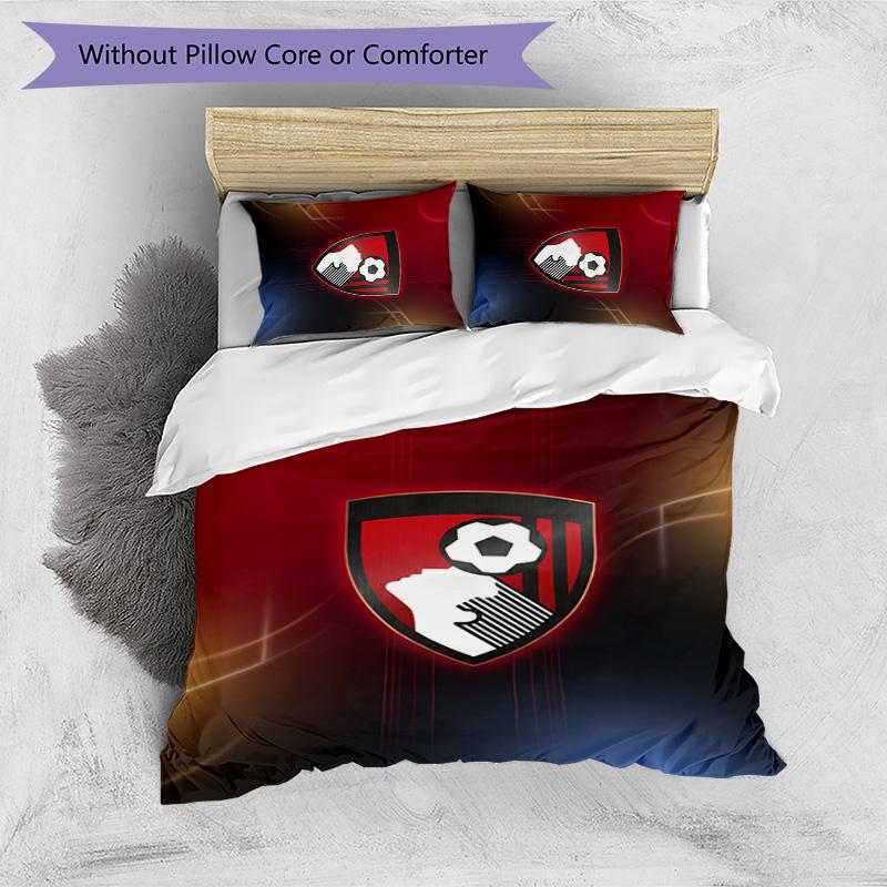 Set Lenzuola Stampato Calcio Bournemouth 3 Pezzi, Comodo Set Copripiumino per Camera da Letto Amico della Pelle