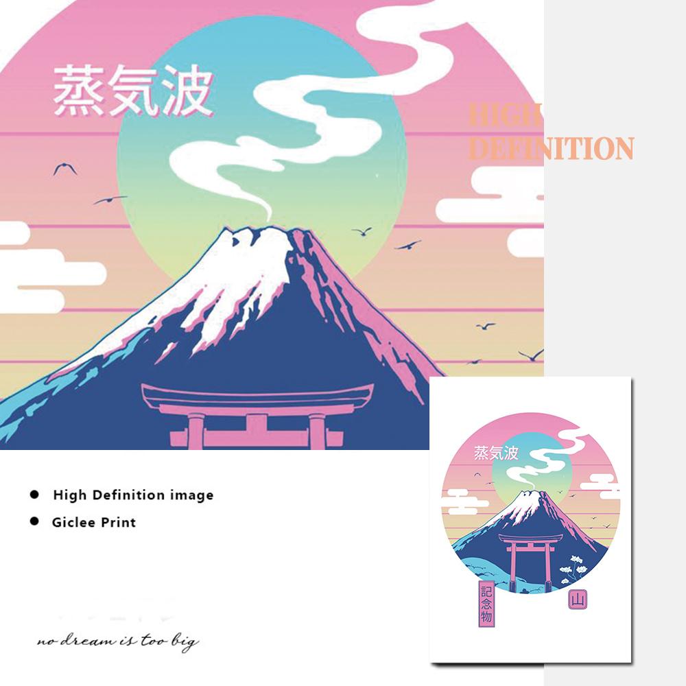 Vintage Japanese Tokyo Temple Art Canvas Paintings Kanagawa Great Wave Poster Mt Fuji Print Wall Pictures for Home Decoration