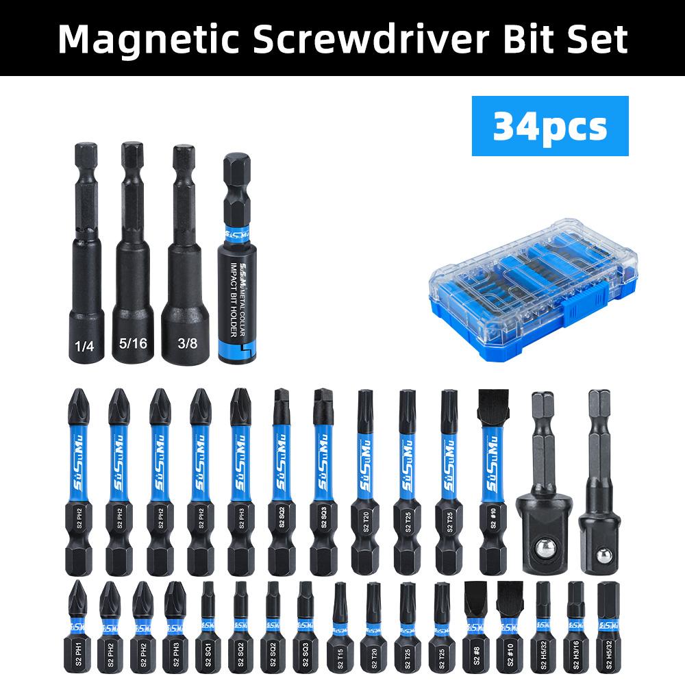 

37 шт. ударная отвертка бит противоударный пакетный наконечник нескользящий крестообразный шестигранный электрический отвертка набор винтов магнитная отвертка бит