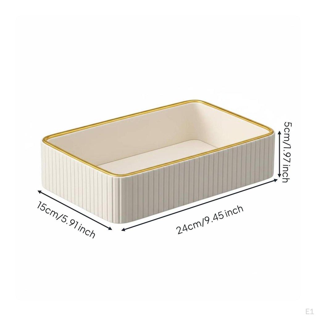 Trim Cosmetic Organizer Versatile Ribbed Valet Tray Light Luxury Style Rectangular Key Holder