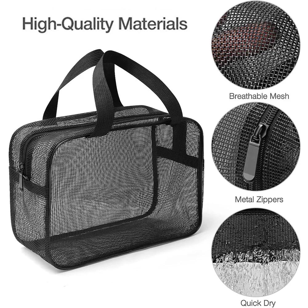 Mesh Shower Caddy Tote Bag Cosmetic Storage Bag Multifunctional Shower Bag Large Capacity Portable Toiletry Organizer