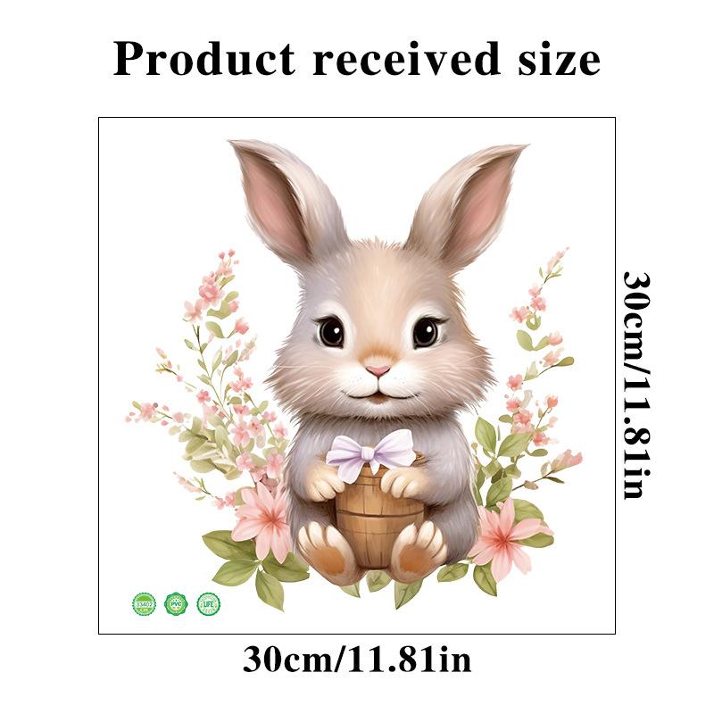

Мультяшный милый кролик, стикер на стену, ванная комната, крышка унитаза, украшение для дома, виниловая фреска, художественные наклейки 30x30cm разноцветный