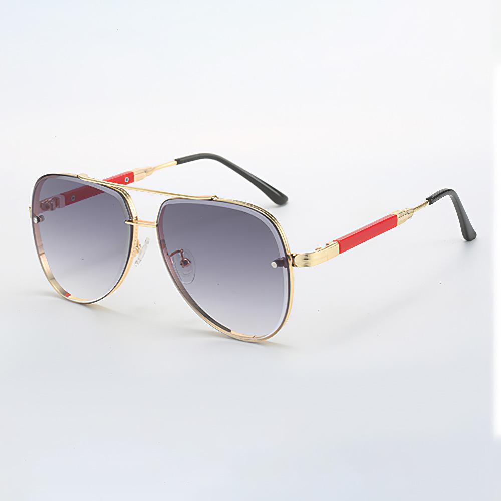 

New in Sunglasses for Women Fashionable Gradient Lenses Golden Borders Red Temple Glass Minimalist Design Exudes Modernity