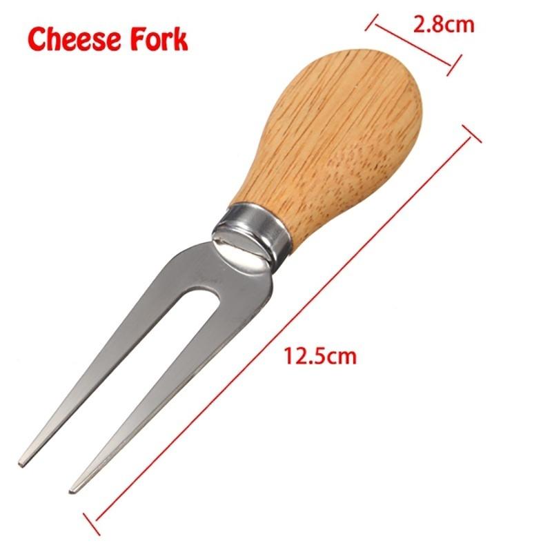 4Pcs Cheese Knife Set Stainless Steel Wooden Handle Cheese Knife Fork Butter Knife Four Piece Set Kitchen Cheese Cooking Tools