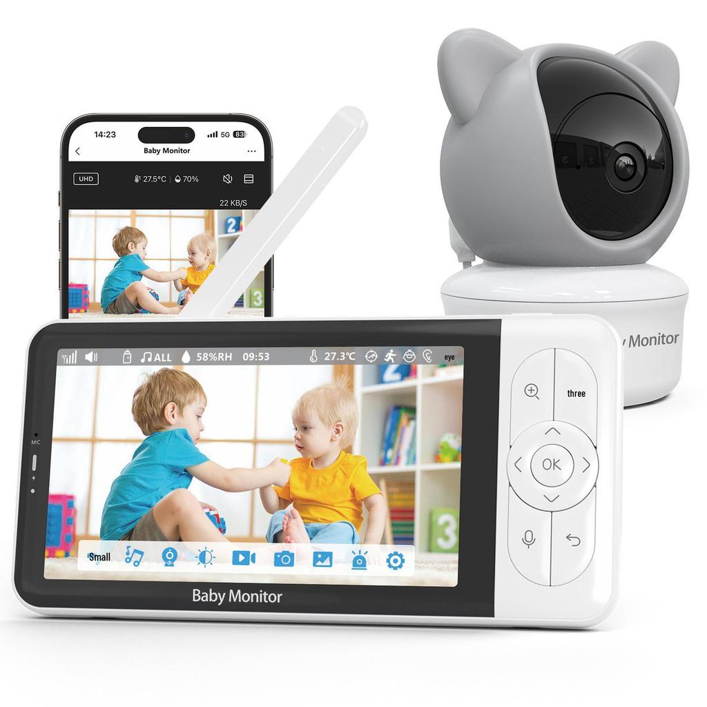 Tuya 5-Inch Baby Monitor with Two-Way Intercom & Mobile Remote Access