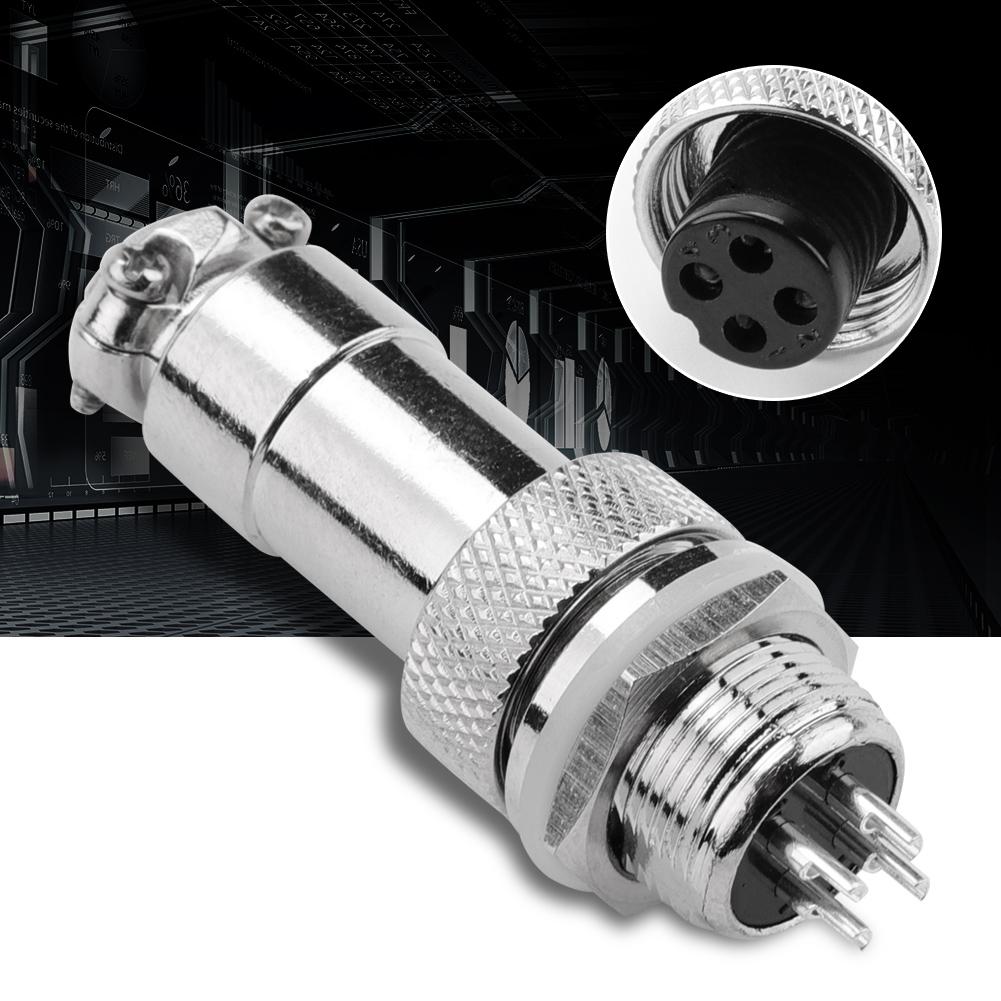 5 Pcs Set GX12 4Pin  Male   Female Panel Metal Aviation Plug Socket Connector