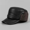 Middle-aged Old Man Hat Men's Winter Warm Leather Hat Fleece Cold-proof Old Man Ear Protector Flat Top Cap