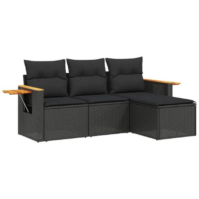 VidaXL Garden Lounge Set with Cushions 4 Pcs, Patio Sofas, Patio Furniture Set, Outdoor Furniture, Black 3226741