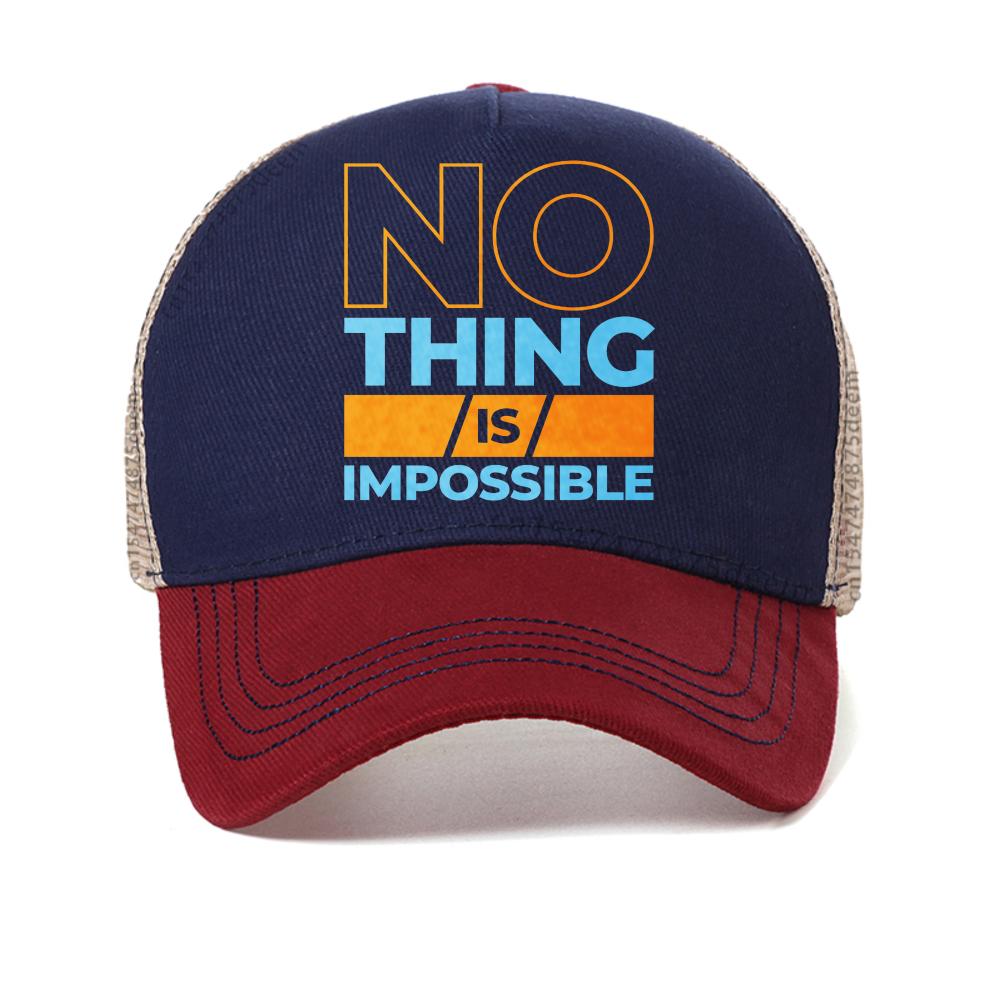 

Unisex s Printed cap Nothing Is Impossible Streets baseball cap Unisex Women Summer Breathable Snapback Caps casual mesh Trucker Hat Adjustable