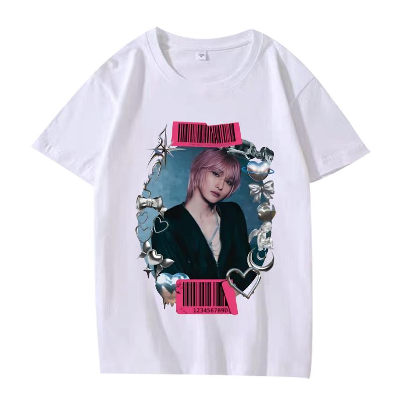 K-pop Seonghwa ATEEZ T-shirt män kvinnor Oversized 100% Bomull mode streetwear kortärmad Sommar tryck grafik Unisex toppar