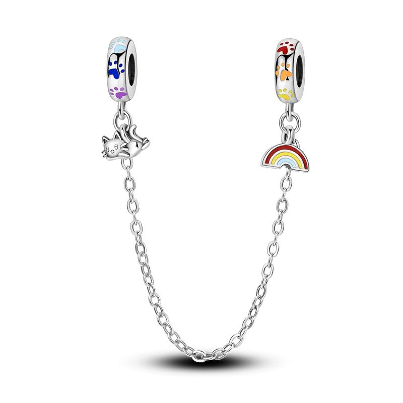 Classic Safety Chain Copper Butterfly Inlaid Zirconium Charms Beads Fit Original Bangle Bracelet Diy Jewelry Gift