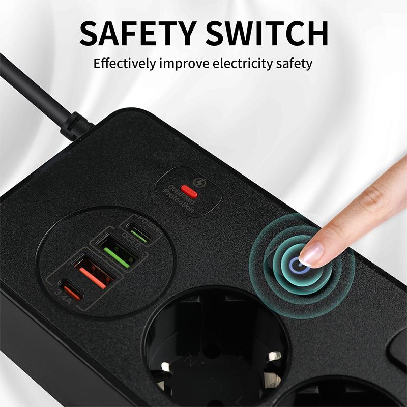 Listwa zasilająca UE gniazdo sieciowe AC Multiprise Smart Home rozszerzenie Adapter elektryczny USB obsługuje PD20W i QC3.0