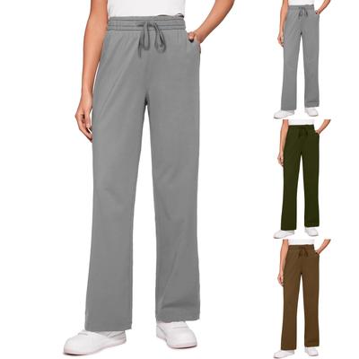 Women  Elastic High Waist Pant Casual Active  Fit Wide Leg Long Pants Trousers With Pockets