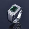 Wosikate Classic Square Emerald Green Gemstone Ring For Men   Copper Jewelry Wedding Band Accessories Gift Open Size