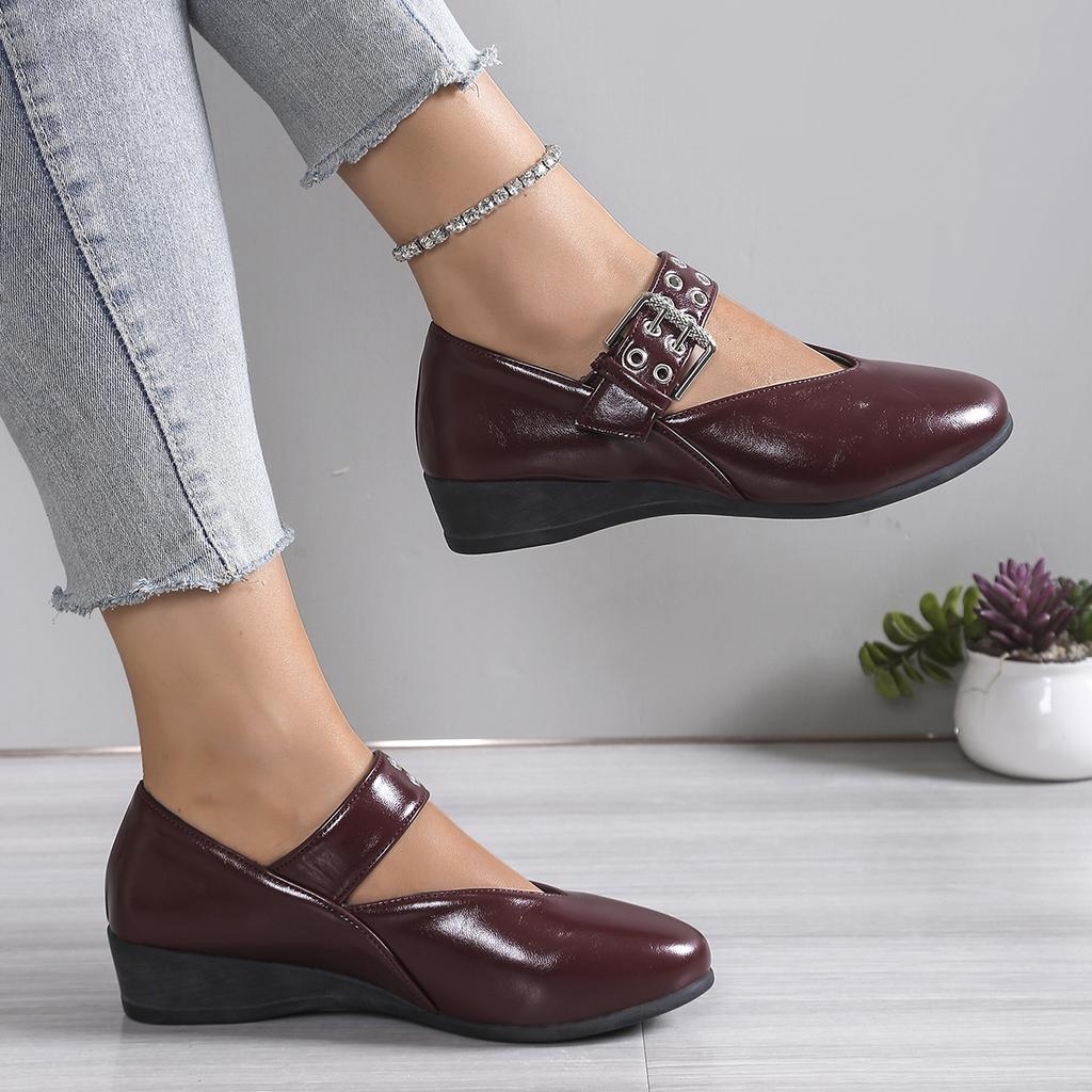 Fashion Retro Women Female Buckle Strap Footwear Ballet Flats Fashion Women Dance Shoes Spring Round Toe Ladies Flats with Lolita Shoes