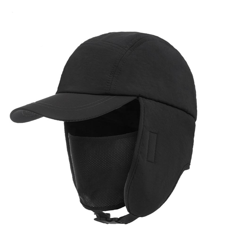 Comfortable Ear Protection Duck Tongue Cap Rocker Fleece Keep Warm Windproof Hat Thickened Baseball Caps Men чёрный