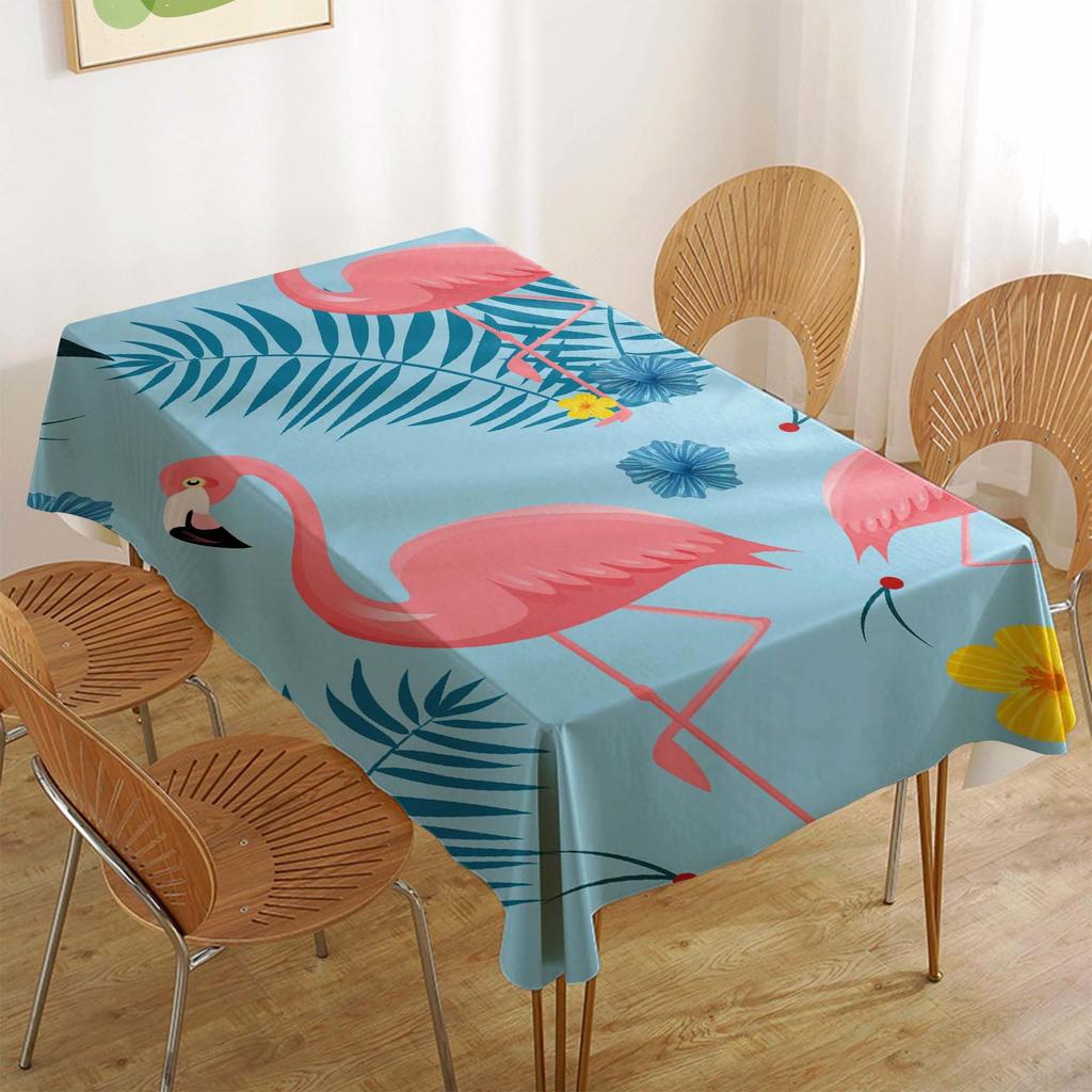 Tropical Flamingo Rectangular Polyester Tablecloth for Dining and Coffee Tables