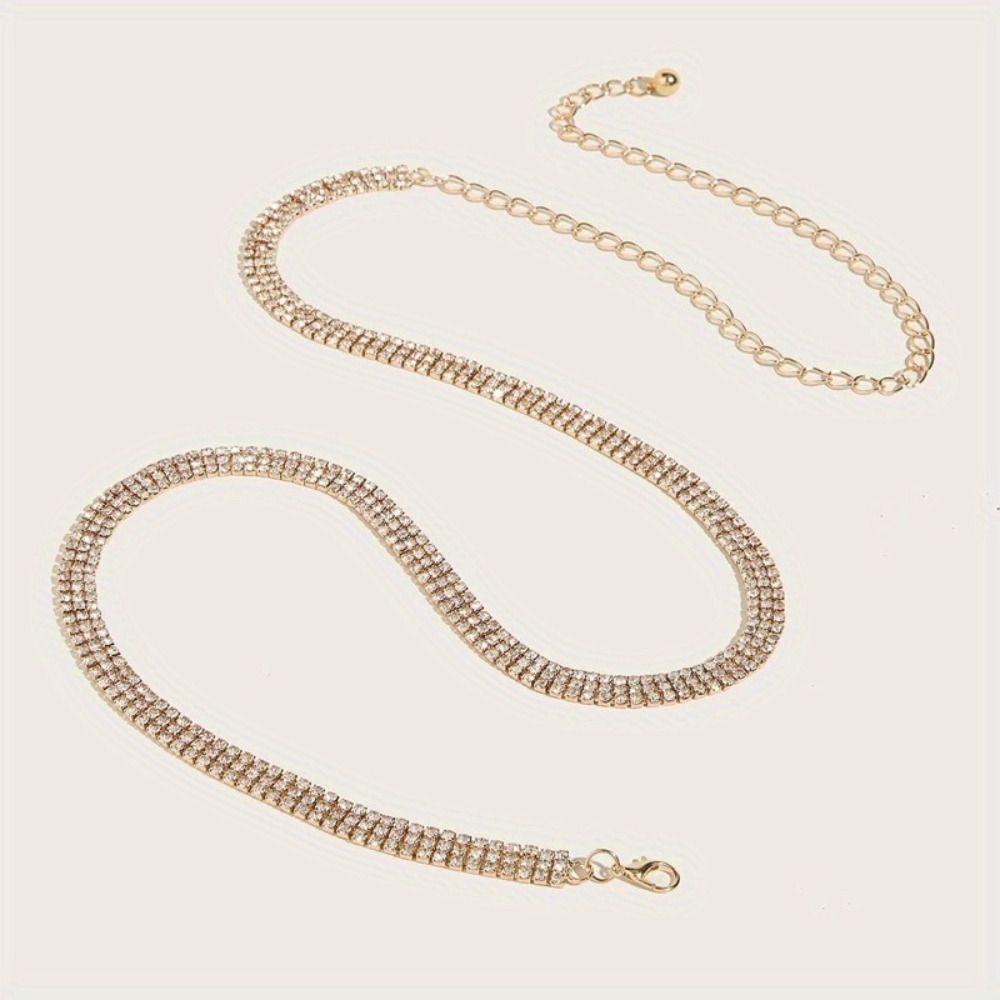 Bling Rhinestone Waistband Adjustable Crystal Waist Chain Elegant Zircon Inlaid Waist Belt  Bridal