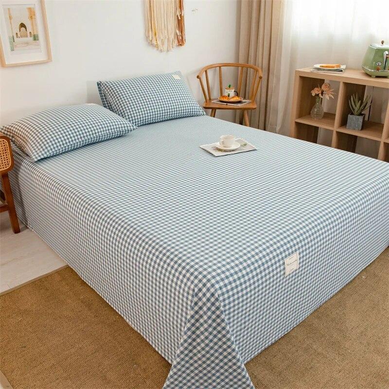 1PC 100% Yarn-dyed High-quality Cotton Washed-cotton Bedspread Set Checked Printed Bedspread Single Double Right Angle Bedspread
