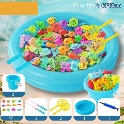 60Pcs Magnetic Fishing Pool Toys Game, Water Table Bathtub Toy with Pole Rod Floating Fish, Gifts for Toddler Age 3+ Outdoor Toys