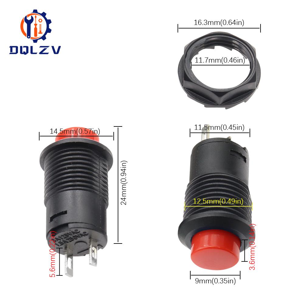 Selbsthaltende / Momentane Druckschalter DS228 DS428 12mm AUS - EIN Druckschalter 3A /125VAC 1.5A/250VAC DS-228 DS-428