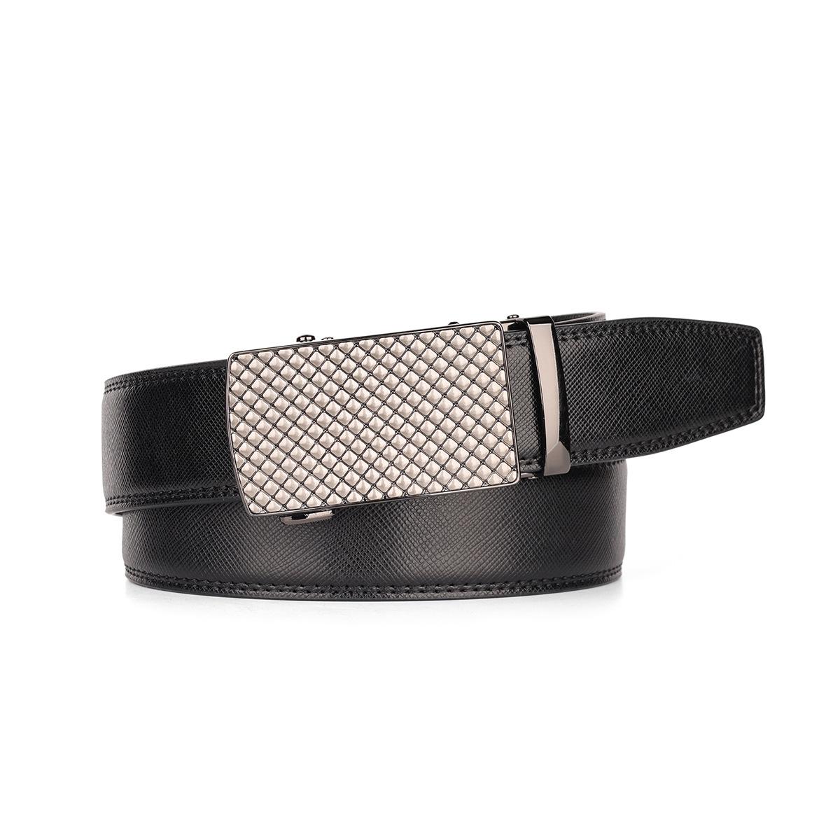 

Men s Genuine Leather Antique Distressed Automatic Buckle Belt, Two-Layer Cowhide, Business Fashion. 110cm