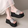 Fashion 8CM Casual Wedge Slippers Women New Summer Non Slip Platform Sandals Bling Open Toe Comfortable Female Chunky Beach Slippers
