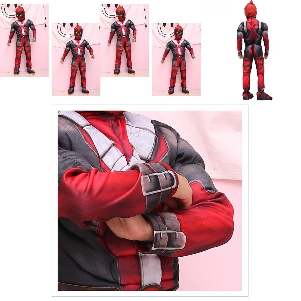 Deadpool Cosplay Costume For Boys Featuring Lifelike Muscle Design And Breathable Fabric