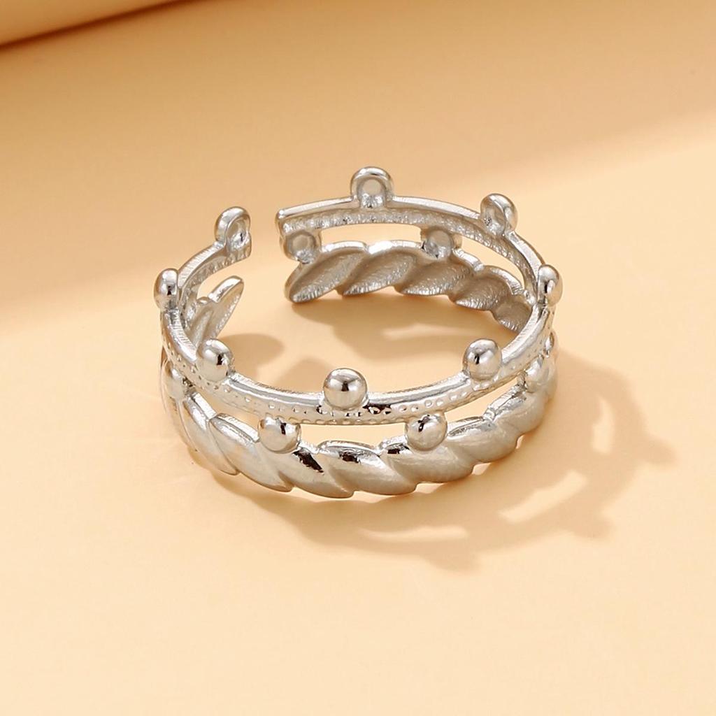 Retro Crown Design Adjustable Stainless Steel Ring for Women