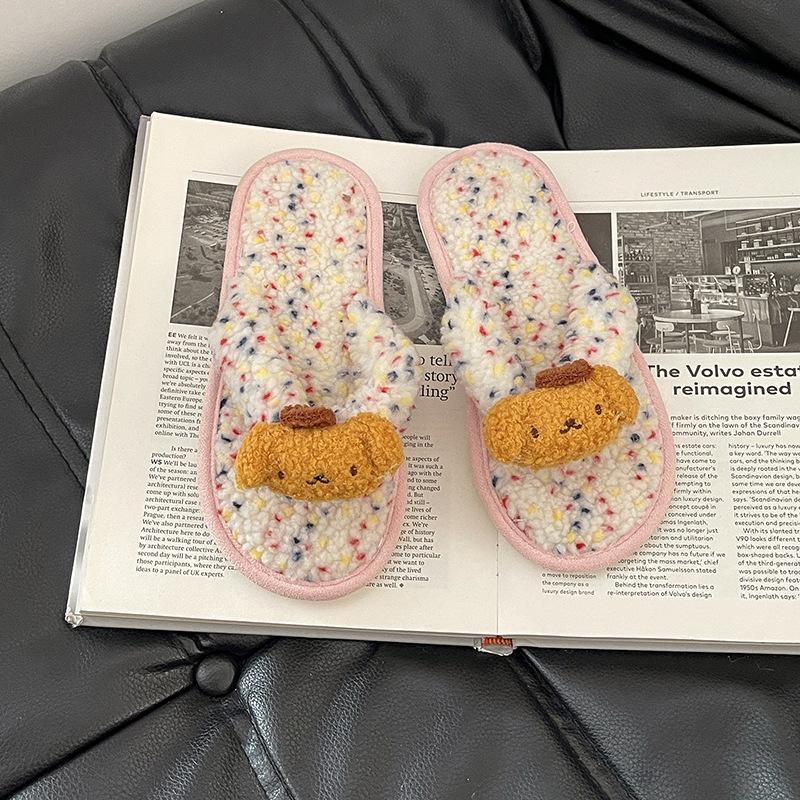 

Мультяшные милые плюшевые шлепанцы с щенком для девочки, нескользящие, теплые, плюшевые домашние шлепанцы с закрытым носком на плоской подошве 40-41 белый